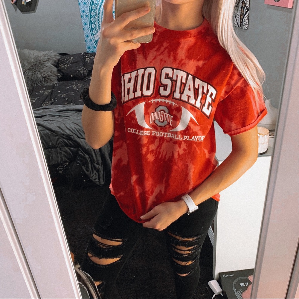 Ohio State Football Playoff Bleach Tie Dye T Shirt